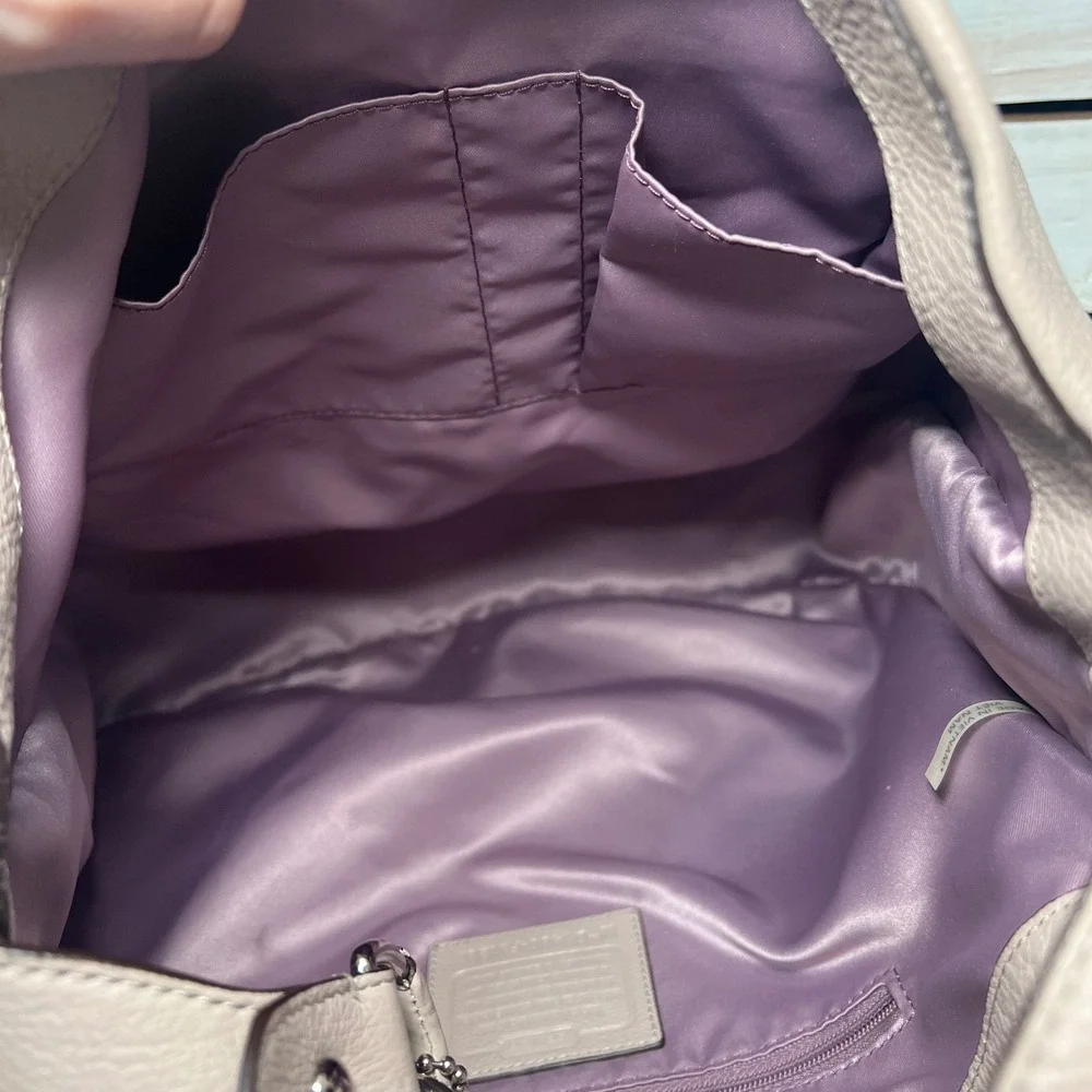 Coach F31287 Pebbled Leather Hobo Bag Lilac Purple Large Shoulder Tote Purse
